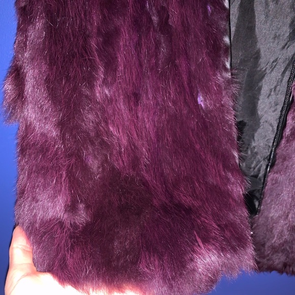 Purple fur vest real leather - Picture 3 of 9